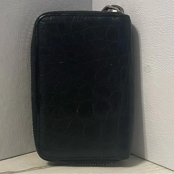 Saint Laurent Black Croc-Embossed Zip Around Card and Key Case - Picture 5 of 5